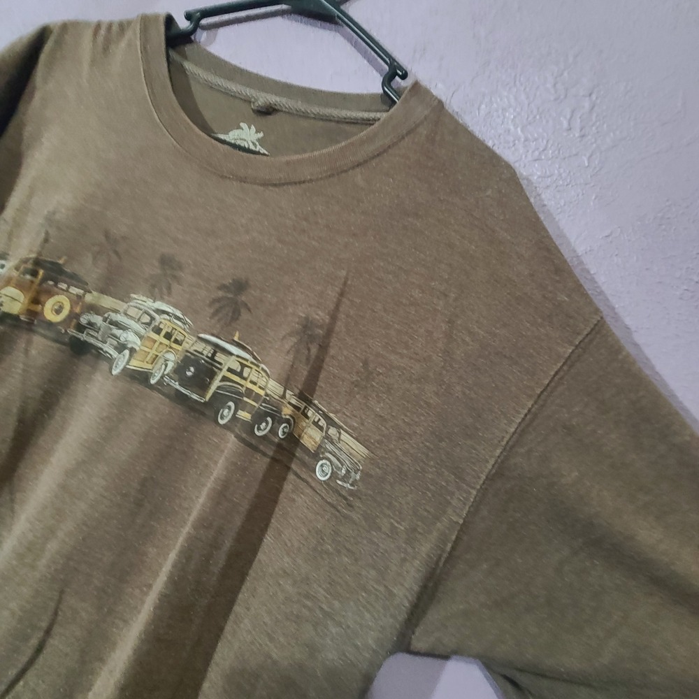 Newport Blue T-Shirt Mens XL Brown Woody Wagon Palm Tree Graphic Coastal Tee